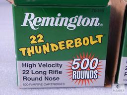 1000 Rounds Remington Thunderbolt .22 Long Rifle Ammo. 40 Grain (Two 500 Round Boxes)