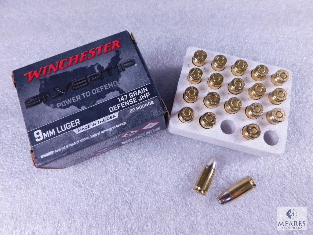 20 Rounds Winchester Silvertip Power To Defend 9mm Luger 147 Grain Defense JHP