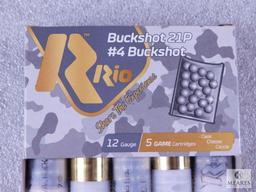 Five GAME Cartridges Rio 12 Gauge Buckshot 21P #4 Buckshot 2 3/4"