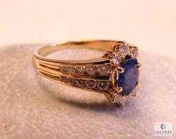 18KW 1.06CT Oval Sapphire 0.40 CTW Diamond Ring