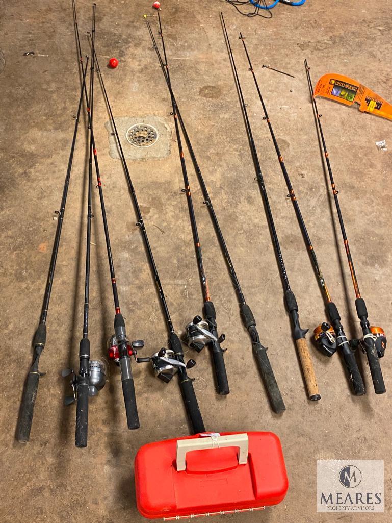 LARGE LOT of Fishing Rods and Reels, Nets and Small Tackle Box (PICKUP ONLY)