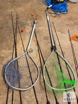 LARGE LOT of Fishing Rods and Reels, Nets and Small Tackle Box (PICKUP ONLY)
