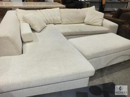 Large Ivory Microfiber Sectional with Ottoman