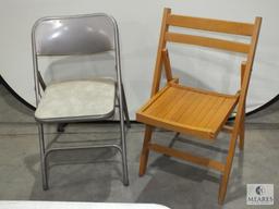 Lot Wood and Metal Folding Chairs