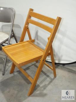 Lot Wood and Metal Folding Chairs