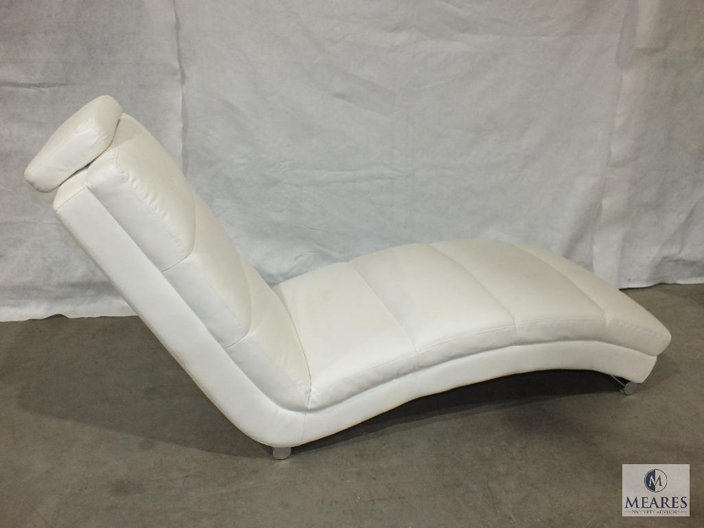 White Faux Leather Chaise Lounge