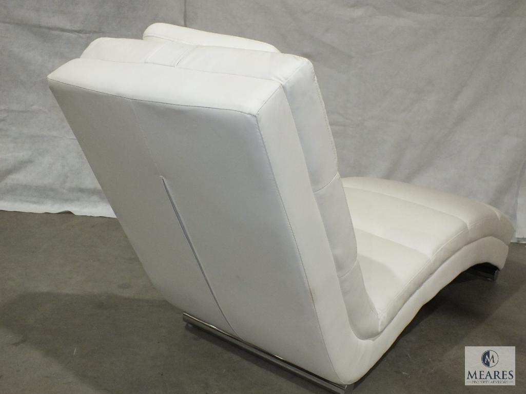 White Faux Leather Chaise Lounge