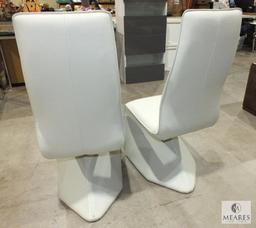 Pair of Contemporary Style Leather Like Covered Dining Chairs