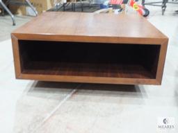 Wood Sofa Table with Smoke Glass Insert