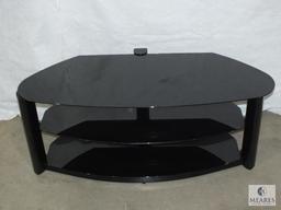 Three-tier Black Metal and Glass Entertainment Table