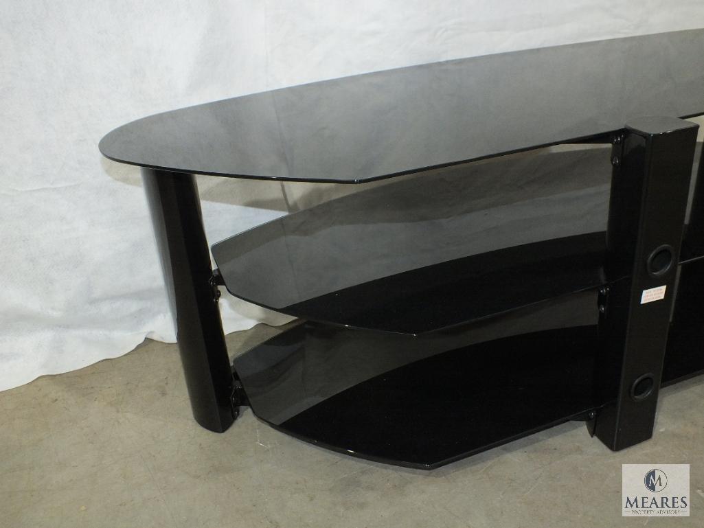 Three-tier Black Metal and Glass Entertainment Table