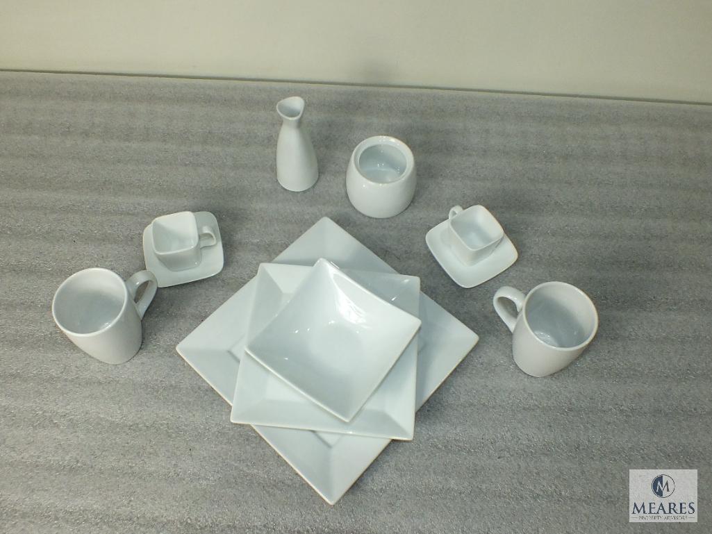 33 Piece World Market White Dinnerware - Plates, Bowls, Mugs, Espresso Cups