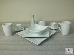 33 Piece World Market White Dinnerware - Plates, Bowls, Mugs, Espresso Cups