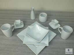 33 Piece World Market White Dinnerware - Plates, Bowls, Mugs, Espresso Cups