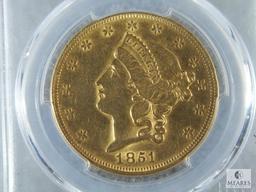 PCGS Graded 1851 US $20 Gold Double Eagle - AU50