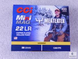 300 Rounds CCI Mini Mag Meateater .22 Long Rifle Ammo. 36 Grain Copper Plated Hollow Point