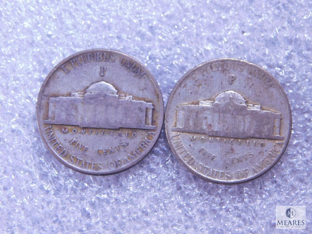 Five Silver Jefferson Nickels from WWII