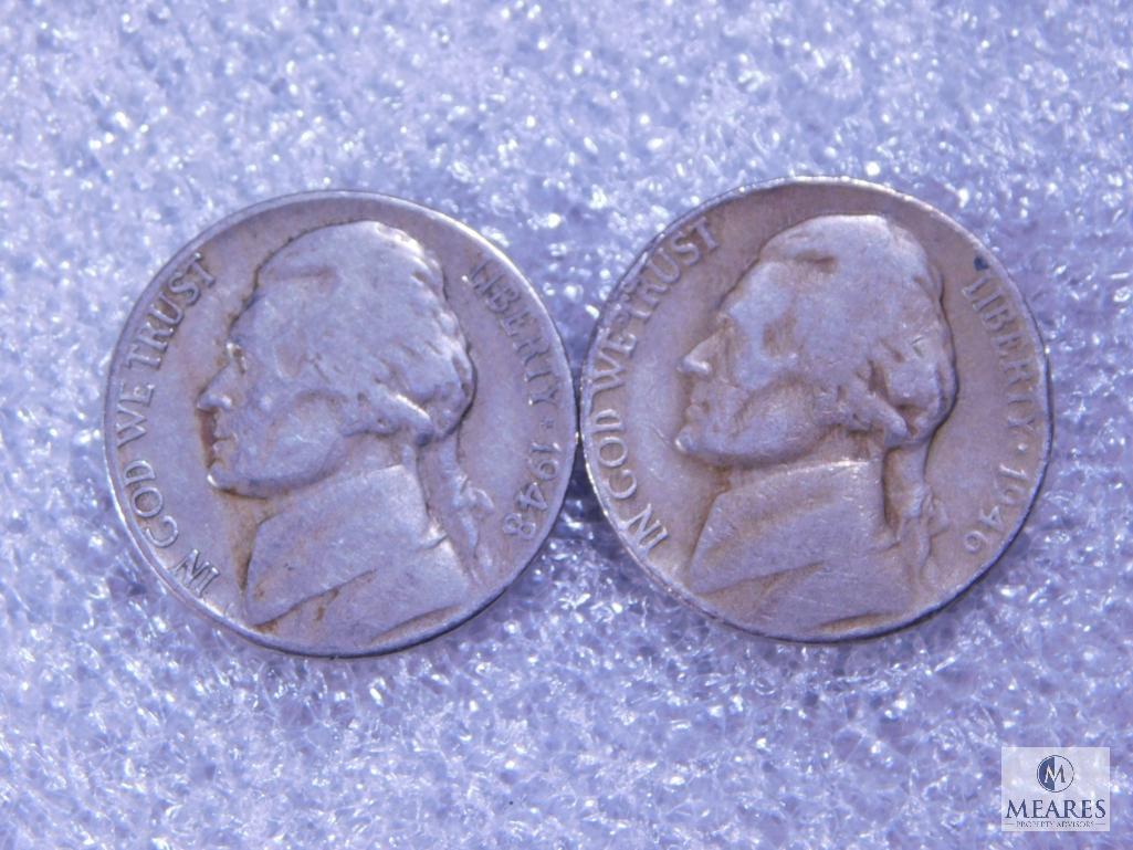 12 Jefferson Nickels - Two in 30s, Seven in 40s, Three in 50s