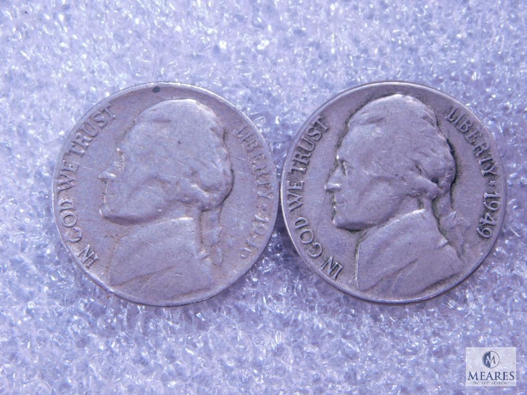 12 Jefferson Nickels - Two in 30s, Seven in 40s, Three in 50s