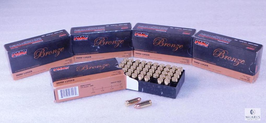 250 Rounds PMC 9mm Ammo 115 Grain FMJ