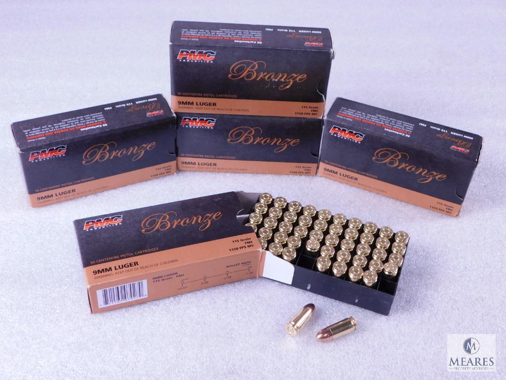 250 Rounds PMC 9mm Ammo 115 Grain FMJ