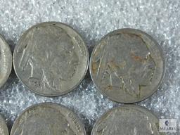 Lot of Eight Assorted Buffalo Nickels