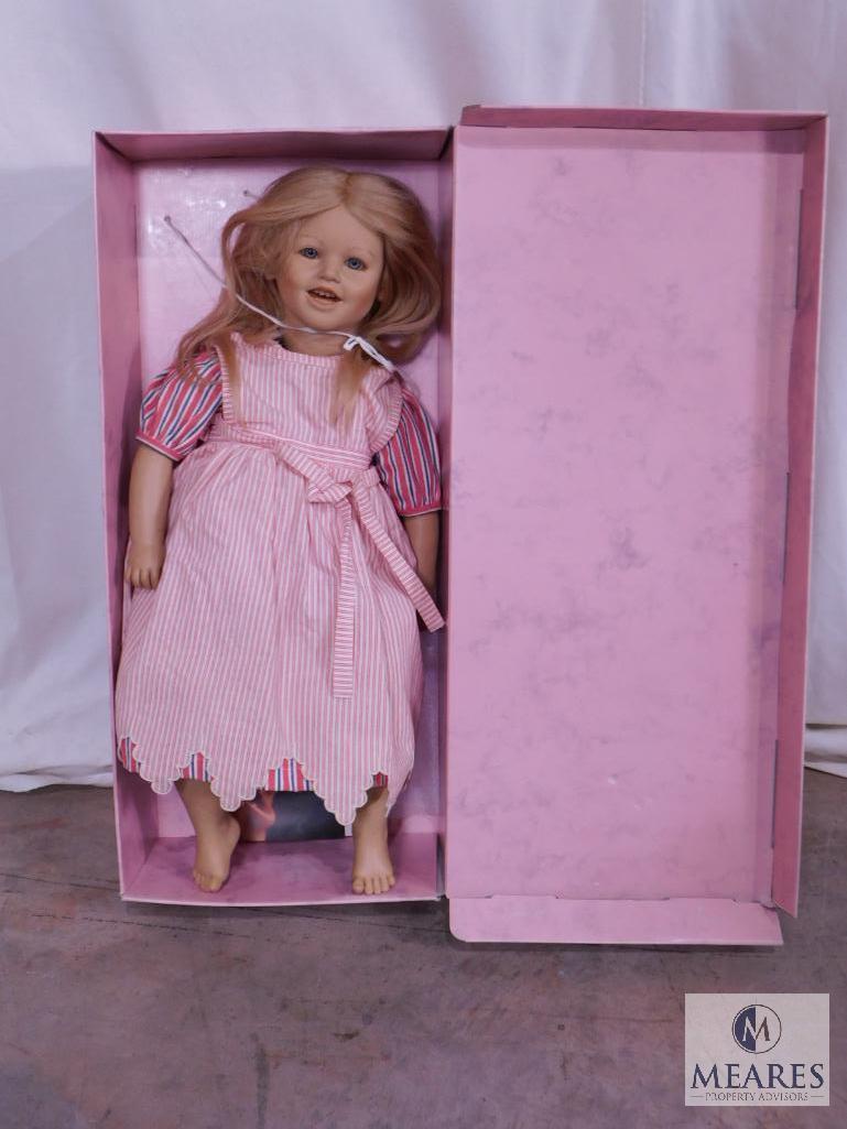 Vintage Lisa Doll by Annette Himstedt in Box with Vintage Wooden Doll Cradle