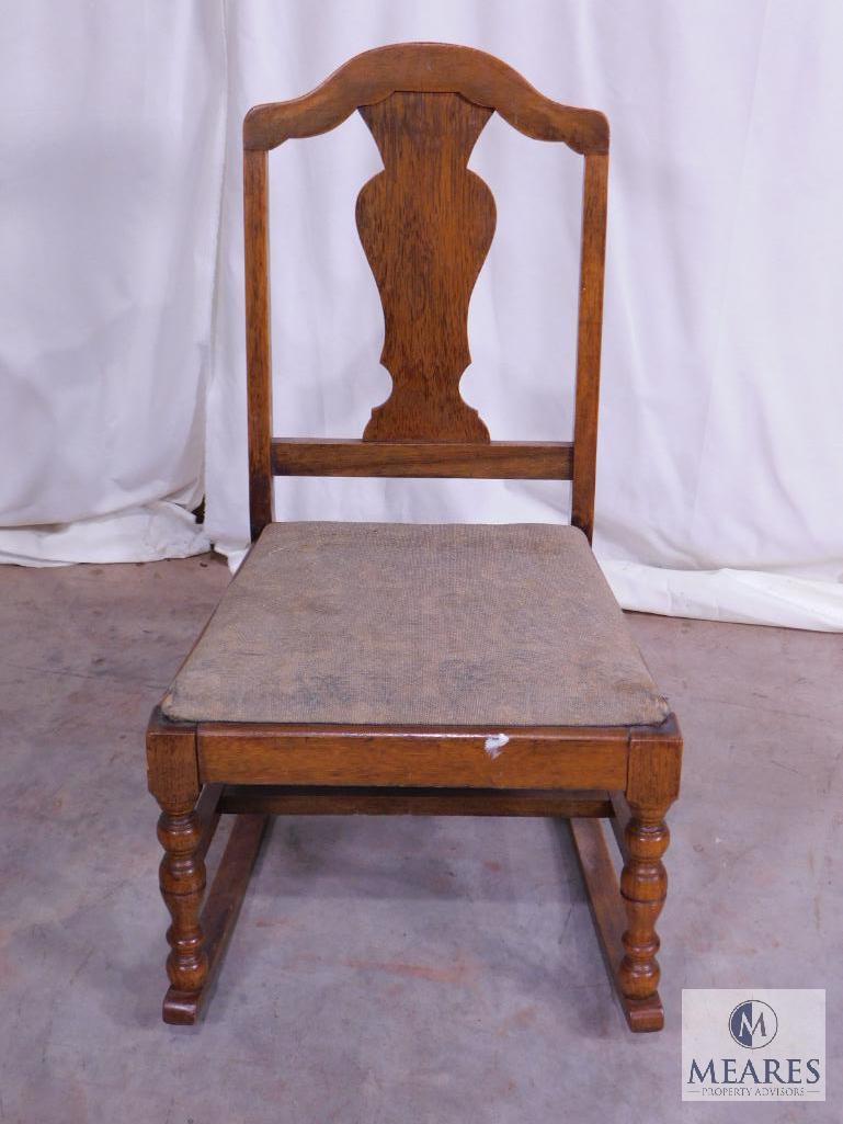 Antique Oak Fiddle Back Childs Rocking Chair