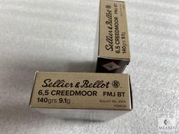 40 Rounds Sellier and Bellot 6.5 Creedmoor Ammunition 140 Grain FMJBT