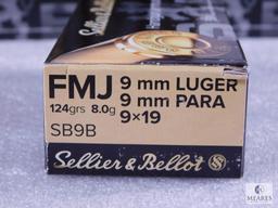 200 Rounds Sellier & Bellot 9mm Luger 124 Grain FMJ Ammo