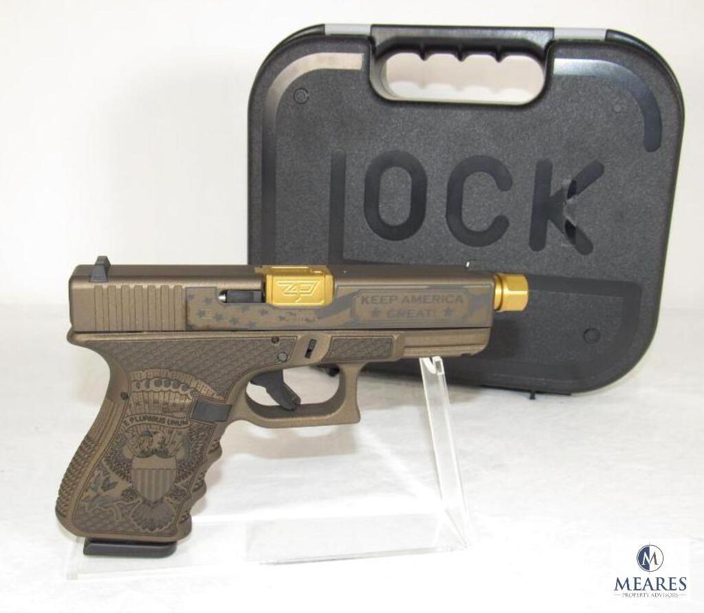 New Glock 19 Trump 45th Edition 9mm Semi-Auto Pistol with Zaffiri Gold Barrel