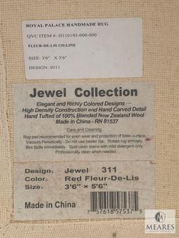 Jewel Collection Red Fleu-de-lis 3.5' x 5.5' Area Rug