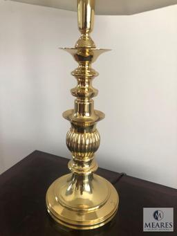 Brass Base Table Lamp with Ivory Shade