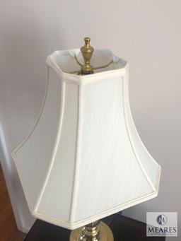 Brass Base Table Lamp with Ivory Shade