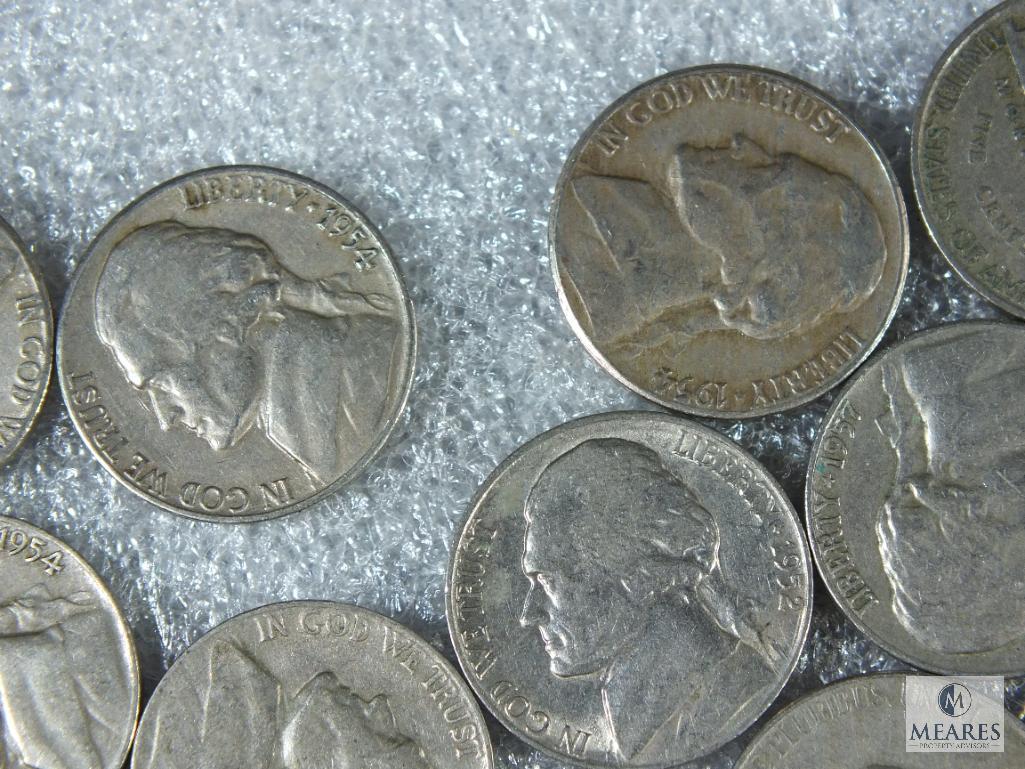 Roll 40 Coins Jefferson Nickels 1950's With S Mint Mark (19) D Mint (5) P Mint (14) 1940's D Mark