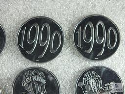 15 Dollar Size Proof Looking Tokens 1988, 1989, 1990