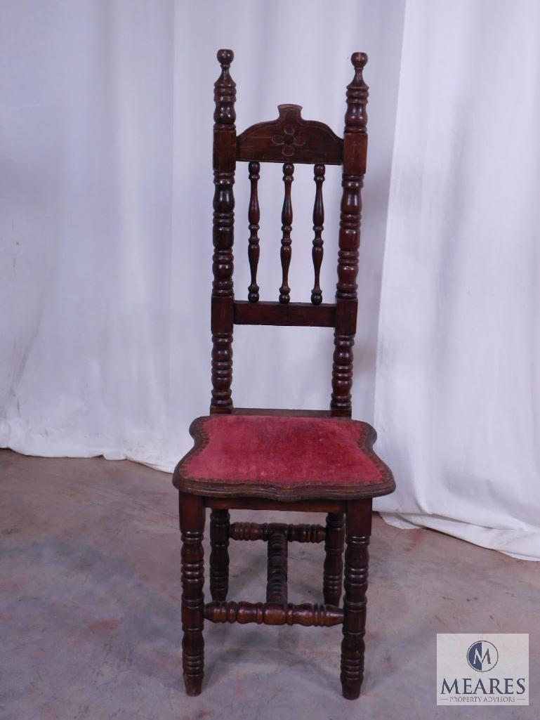 Wooden Prayer Chair with Upholstered Seat