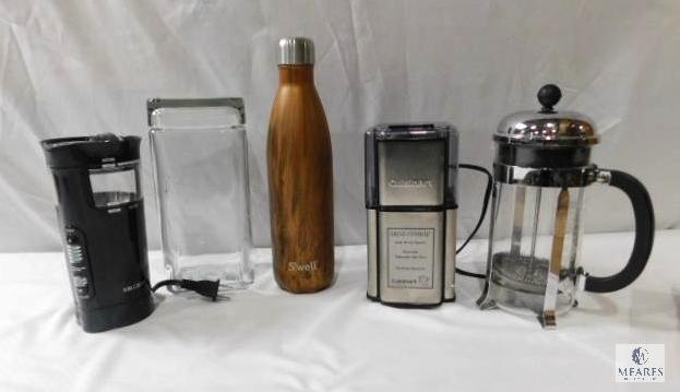 Mr. Coffee and Cuisinart Coffee Grinders with S'well Teakwood Bottle