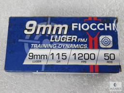 100 Rounds Fiocchi 9mm Ammo. 115 Grain FMJ