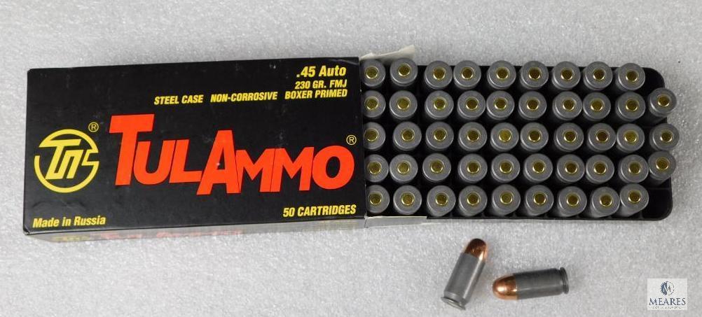 50 Rounds Tula Ammo .45 Auto 230 Grain FMJ Steel Case Non-Corrosive