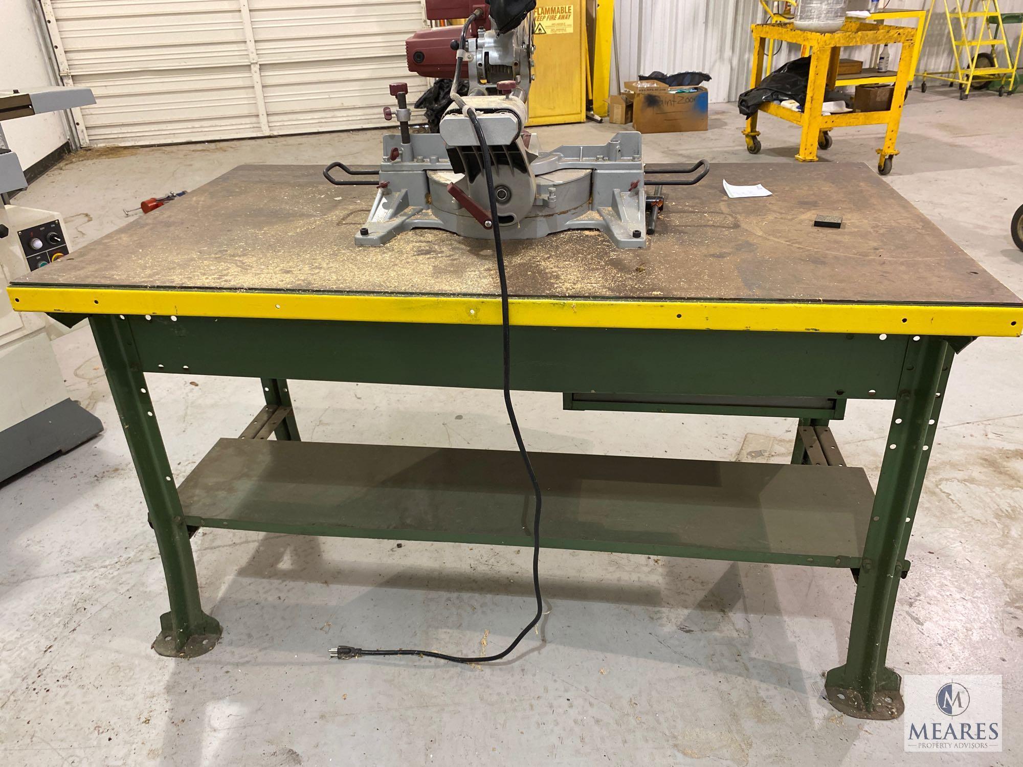 Chicago 12" Compound Miter Saw Mounted on Metal Worktable