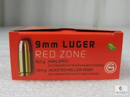 20 Rounds 9MM Luger Red Zone 124 Grain Jacketed Hollow Point