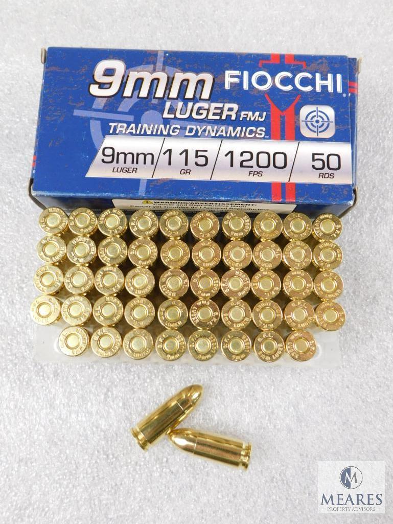 50 Rounds Fiocchi 9mm Luger 115 Grain FMJ Ammo