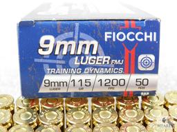 50 Rounds Fiocchi 9mm Luger 115 Grain FMJ Ammo