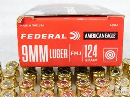 50 Rounds American Eagle 9mm Luger 124 Grain FMJ Ammo