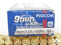 50 Rounds Fiocchi 9mm Luger 115 Grain FMJ Ammo