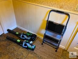 Small Step Ladder and Two Battery-powered Blowers