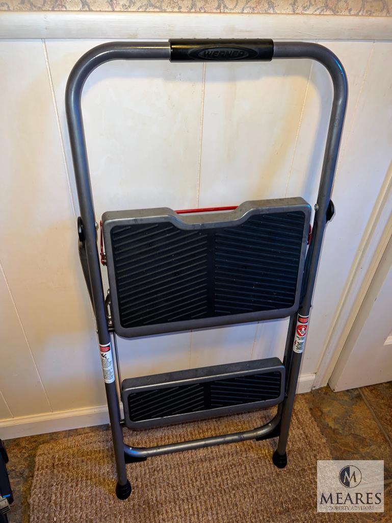 Small Step Ladder and Two Battery-powered Blowers