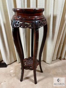 Asian-Influenced Dark Wood Plant Stand