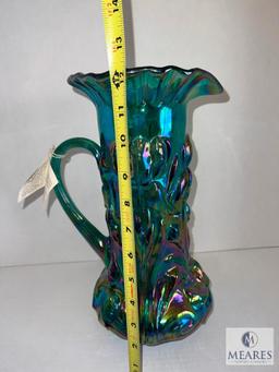 Fenton 6814 SI Spruce Green Carnival Glass Tankard Pitcher